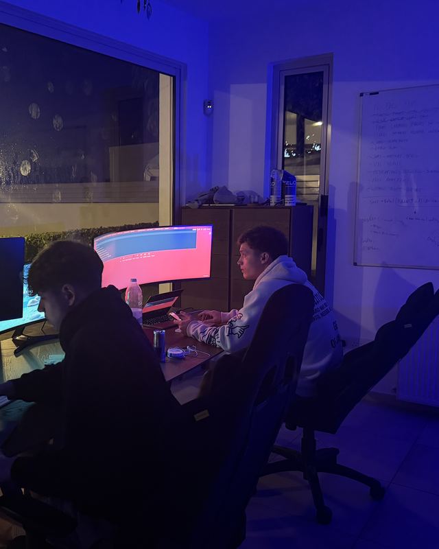 Tim and Luka working at night